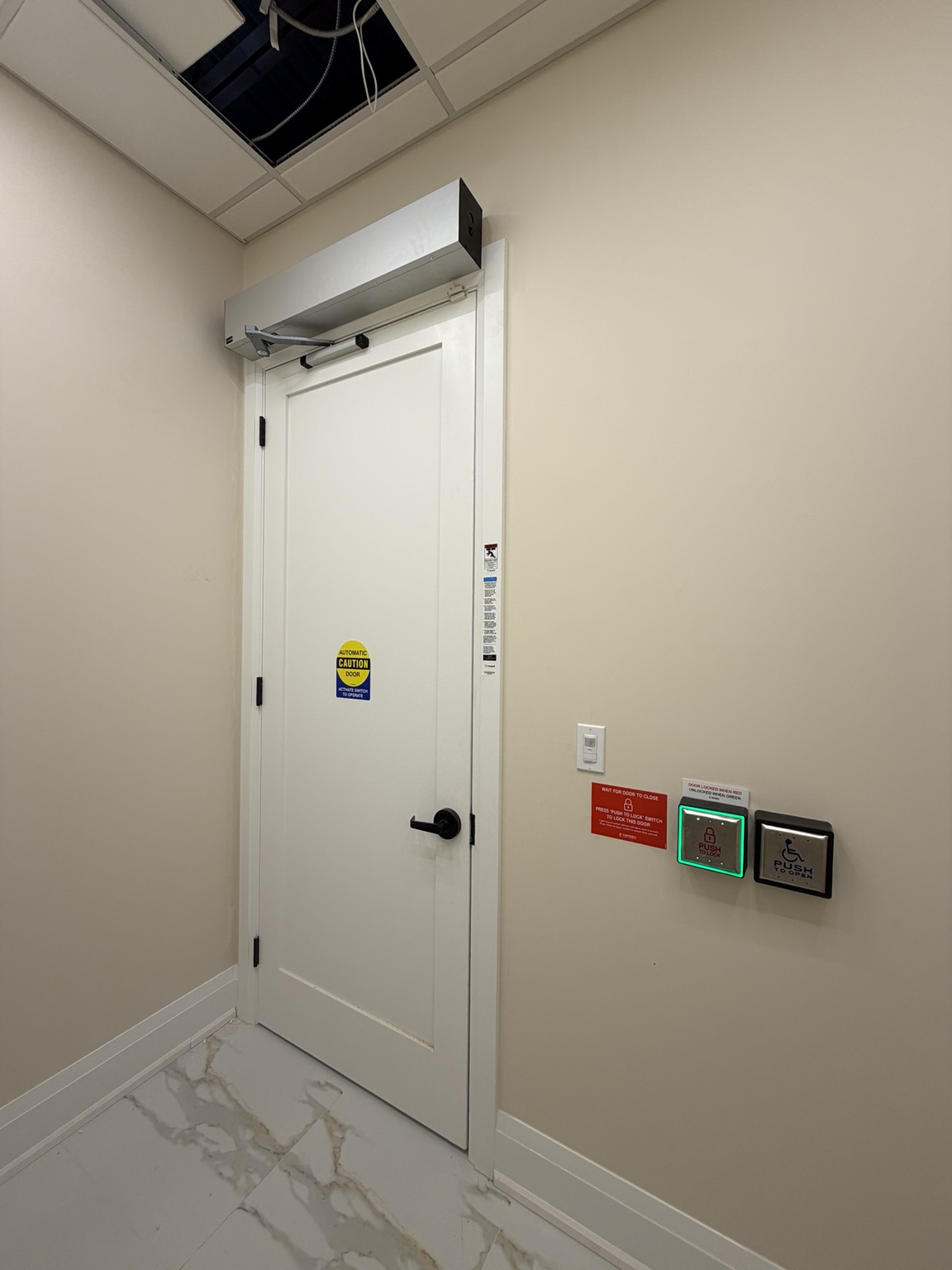 Universal washroom automatic door controls